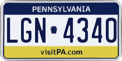 PA license plate LGN4340