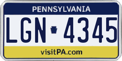 PA license plate LGN4345