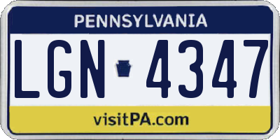 PA license plate LGN4347