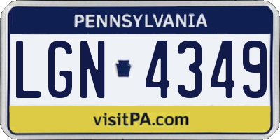 PA license plate LGN4349