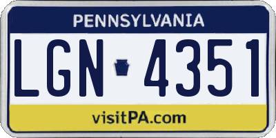 PA license plate LGN4351