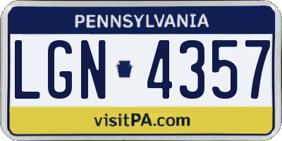 PA license plate LGN4357