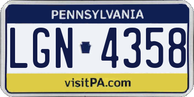 PA license plate LGN4358