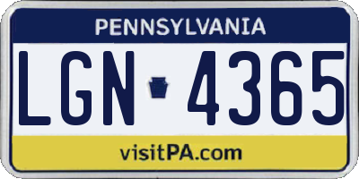 PA license plate LGN4365