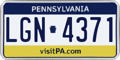 PA license plate LGN4371