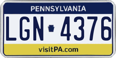 PA license plate LGN4376
