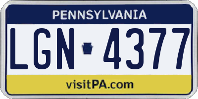 PA license plate LGN4377