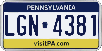 PA license plate LGN4381