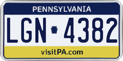 PA license plate LGN4382
