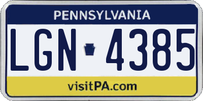 PA license plate LGN4385