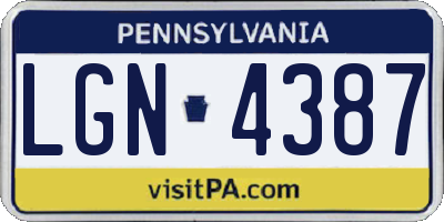 PA license plate LGN4387