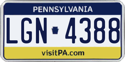 PA license plate LGN4388