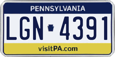 PA license plate LGN4391