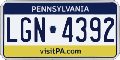 PA license plate LGN4392