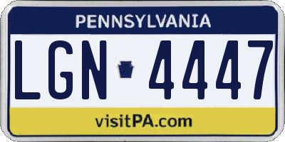PA license plate LGN4447
