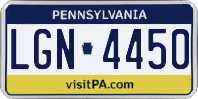 PA license plate LGN4450