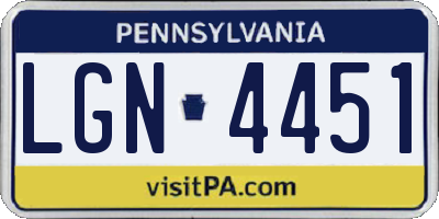 PA license plate LGN4451
