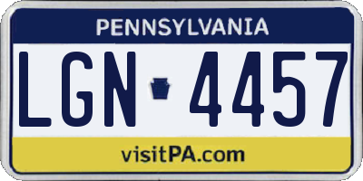 PA license plate LGN4457