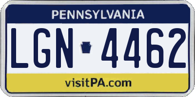 PA license plate LGN4462