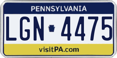 PA license plate LGN4475
