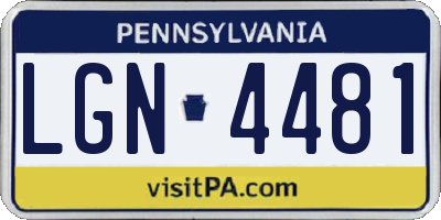 PA license plate LGN4481