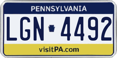 PA license plate LGN4492