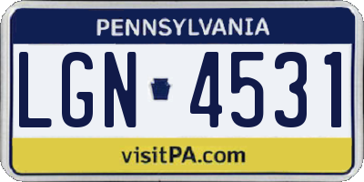 PA license plate LGN4531