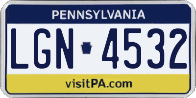 PA license plate LGN4532