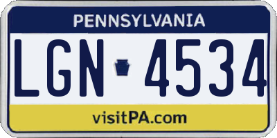PA license plate LGN4534
