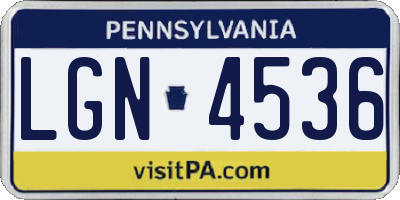 PA license plate LGN4536