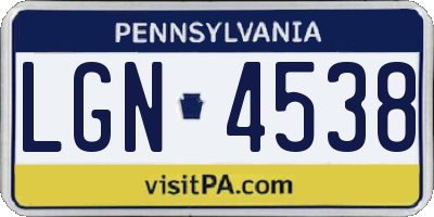 PA license plate LGN4538