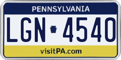 PA license plate LGN4540