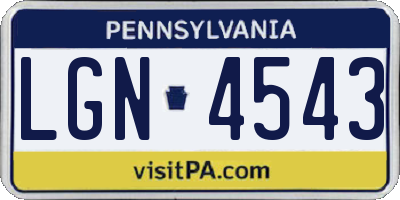 PA license plate LGN4543