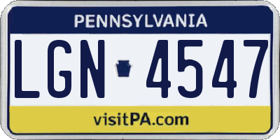 PA license plate LGN4547
