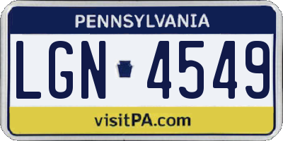 PA license plate LGN4549