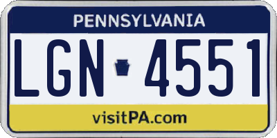 PA license plate LGN4551