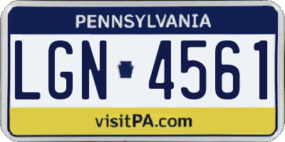 PA license plate LGN4561