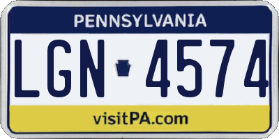 PA license plate LGN4574