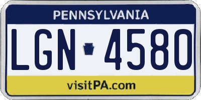 PA license plate LGN4580