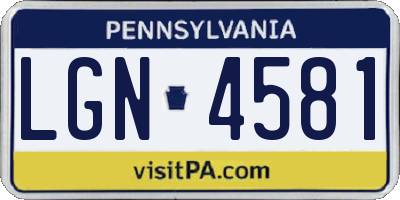 PA license plate LGN4581