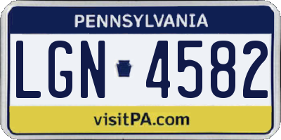 PA license plate LGN4582