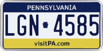 PA license plate LGN4585