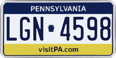 PA license plate LGN4598