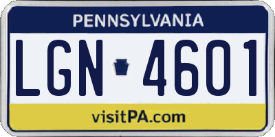 PA license plate LGN4601