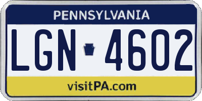 PA license plate LGN4602