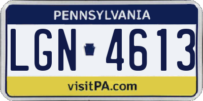 PA license plate LGN4613