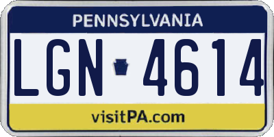 PA license plate LGN4614