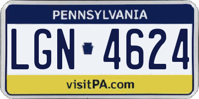 PA license plate LGN4624
