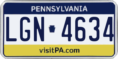 PA license plate LGN4634