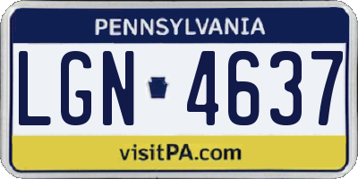 PA license plate LGN4637